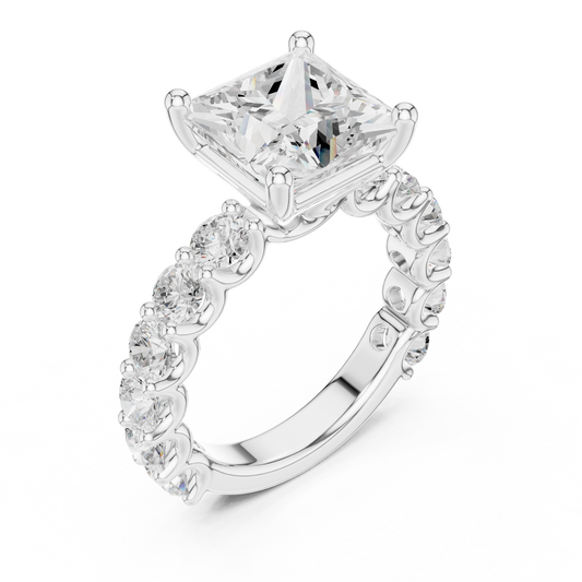 Pave Setting Princess Cut Lab Diamond Wedding Ring - view 4