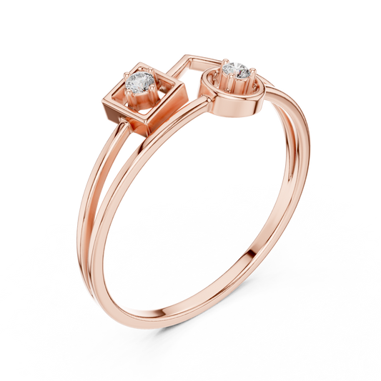 Geometric Open Bypass Round Moissanite Ring - view 3