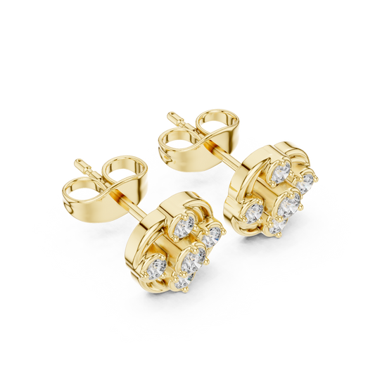 Celestial Swirl Round Moissanite Cluster Stud Earrings - view 4