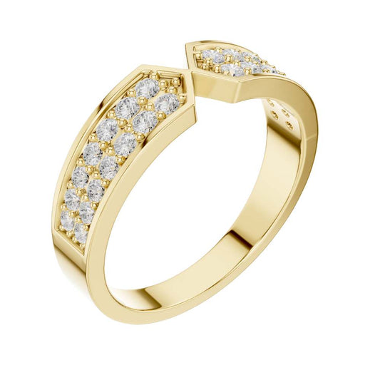 Round Cut Lab Grown Diamond Men's Hourglass Chevron Point Statement Ring - view 4