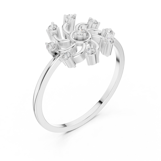 Floral Spiral Lab Diamond Statement Ring - view 4