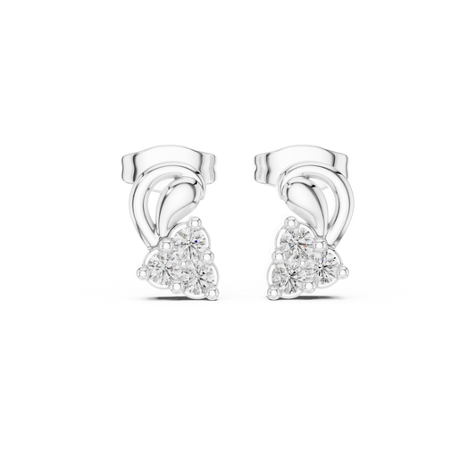 Round Cut Lab Diamond Sculpted Curve Cluster Stud Earrings - view 3