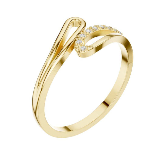 Open Swirl Round Moissanite Pave Ring - view 4