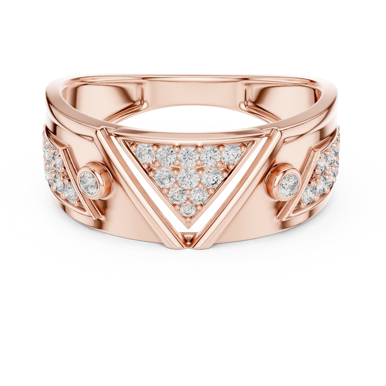 Round Cut Men's Inverted Triangle Pave Wedding Ring - view 2