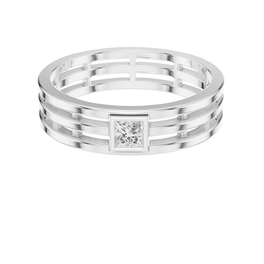 0.15 TCW Bezel Set Princess Cut Moissanite Openwork Band - view 3