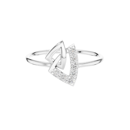 Triangle Pave Moissanite Interlocking Ring - view 3