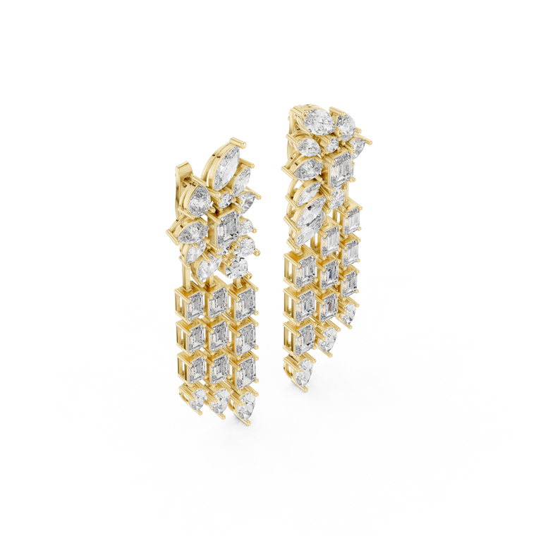 Multi Shape Lab Diamond Chandelier Statement Drop Earrings - view 2