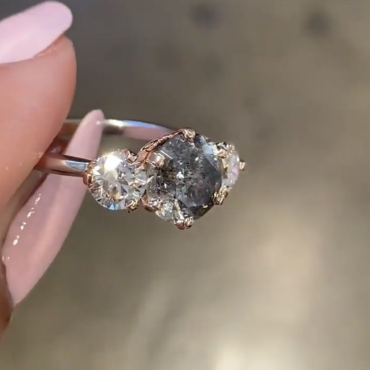 Three Stone Round Engagement Ring - view 3