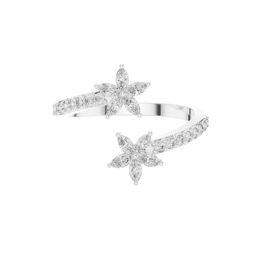 Double Marquise Flower Open Wrap Lab Diamond Promise Ring - view 3