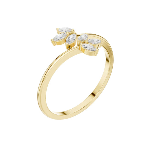 Marquise Moissanite Leaf Open Bypass Promise Ring - view 4