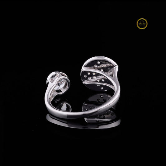 Floral Open Cuff Round Moissanite Anniversary Ring - view 3