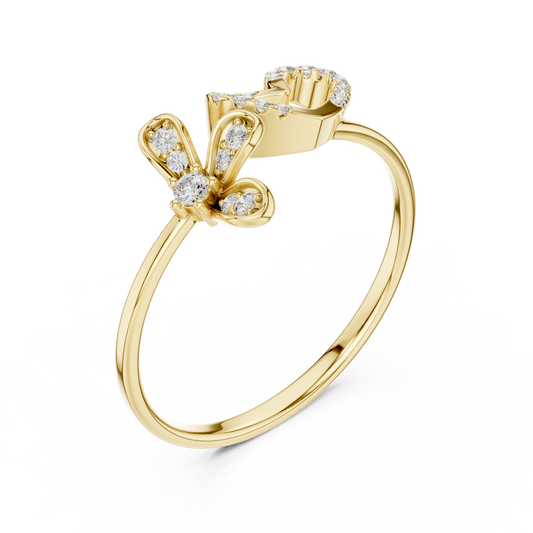 Open Heart Moissanite Ring with Pave Accents Promise Ring - view 2