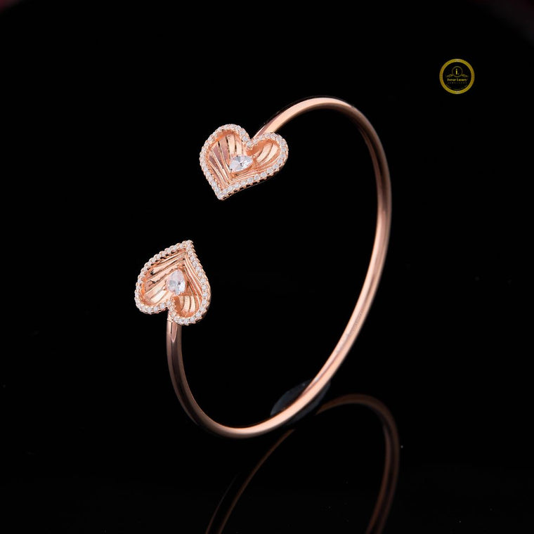 Heart & Round Cut Heart Motif Open Bracelet - view 2