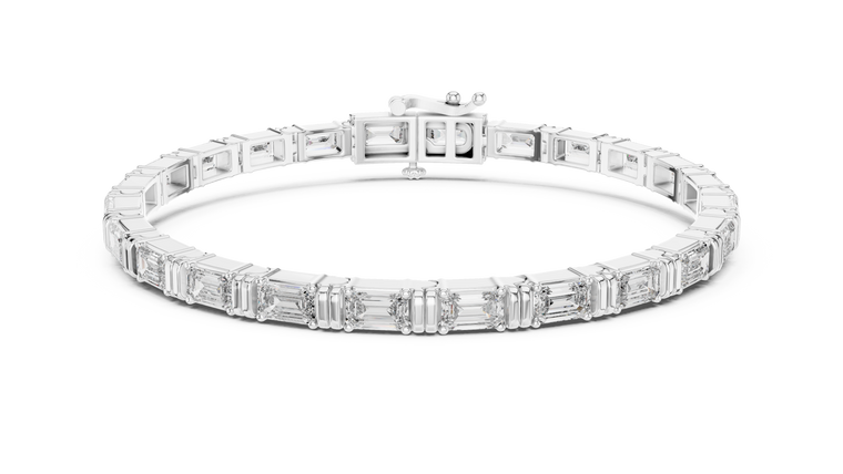 8.96 TCW Emerald Cut Moissanite Tennis Bracelet with Open Links - view 3