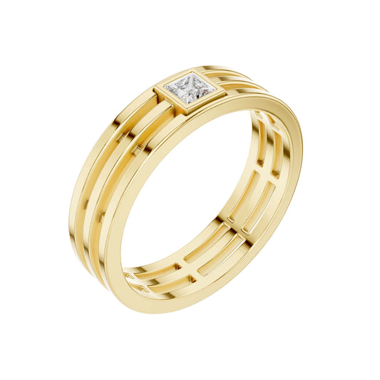0.15 TCW Bezel Set Princess Cut Lab Grown Diamond Openwork Band - view 4
