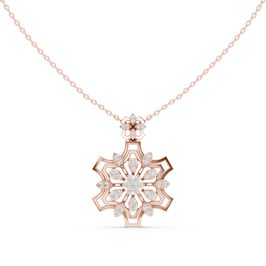 Round Snowflake Floral Pendant Necklace - view 2