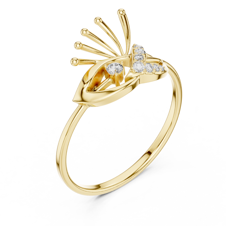 Floral Swirl Round Cut Moissanite Engagement Ring - view 2