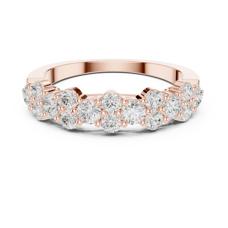 Round Cut Moissanite Cluster Half Eternity Wedding Band Ring - view 2