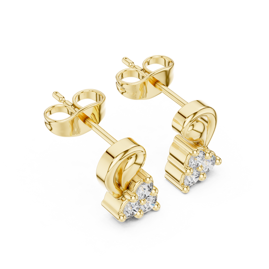 Round Cut Lab Diamond Sculpted Curve Cluster Stud Earrings - view 4