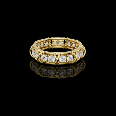 Round Cut Lab Grown Diamond Men's Cross Station Shared Prong Ring