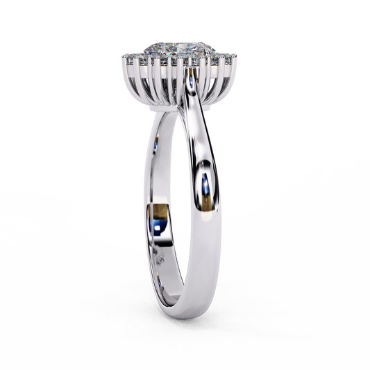 Oval Halo Ring with Cathedral Setting - view 4