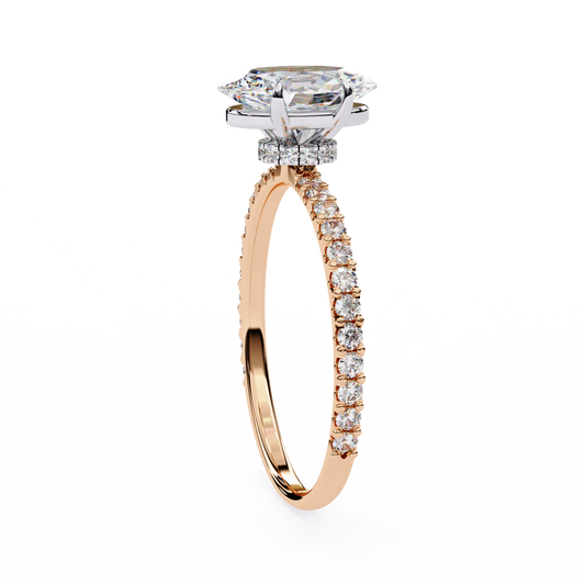 Oval Cut Moissanite Solitaire Engagement Ring Micro Pave Band - view 3
