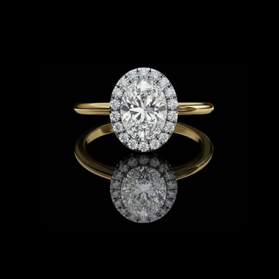 Oval Cut Halo Lab Diamond Ring with Slim Band
