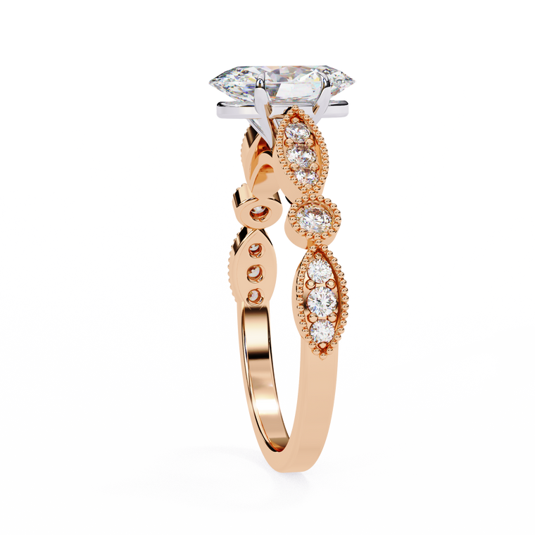 Vintage Inspired Oval Cut Moissanite Anniversary Ring - view 2