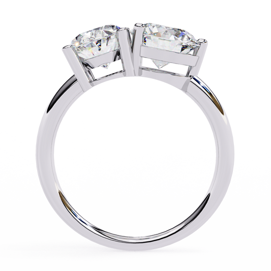 Oval and Round Lab Diamond Toi et Moi Engagement Ring - view 4