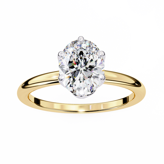 Six Pave Setting Oval Moissanite Solitaire Engagement Ring - view 2