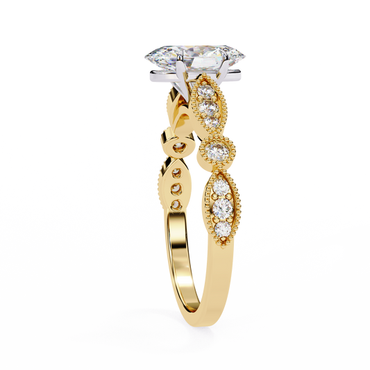 Vintage Inspired Oval Cut Moissanite Anniversary Ring - view 4