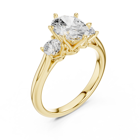 Oval Cut Lab Diamond Ring with Round Side Stones - view 3