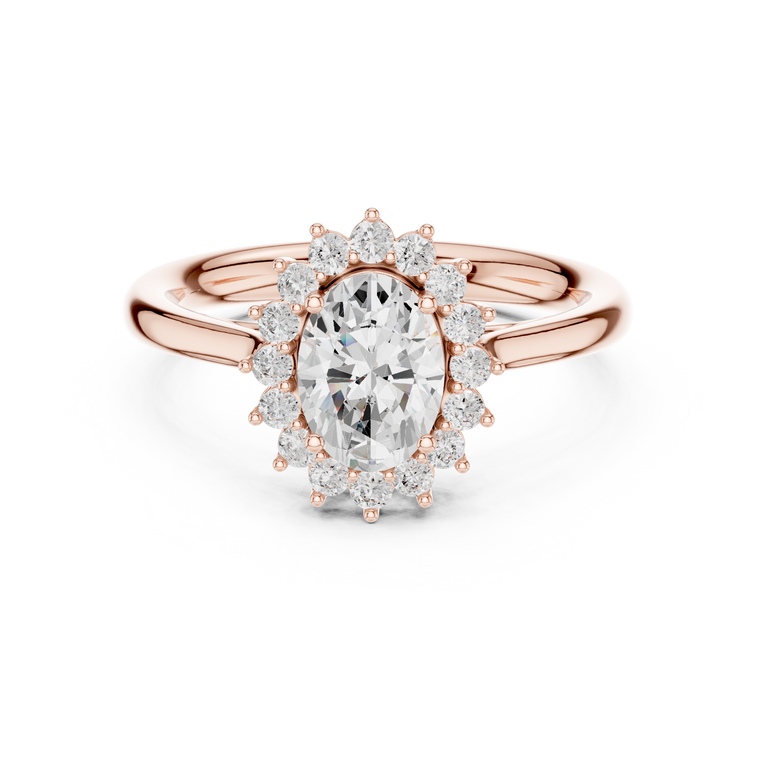 Oval Cut Halo Lab Grown Diamond Ring with Pave Band - view 2
