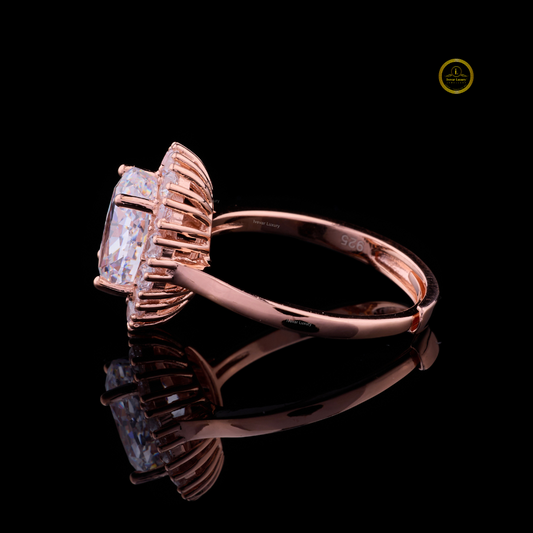 Fancy Intense Pink Oval Cut Floral Halo Lab Diamond Ring - view 3