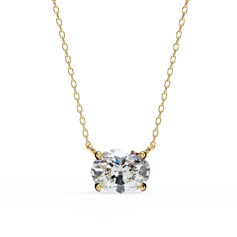 Oval Solitaire Pendant with Four Prong Side Loops Pendant - view 2