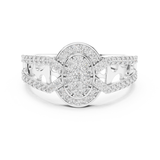 Round Cut Lab Diamond Cluster Split Shank Ring - view 3