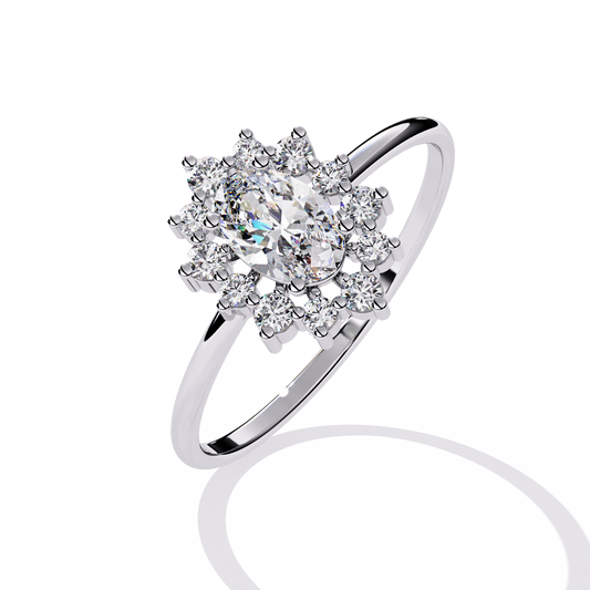 Oval Halo Lab Diamond Floral Ring - view 4