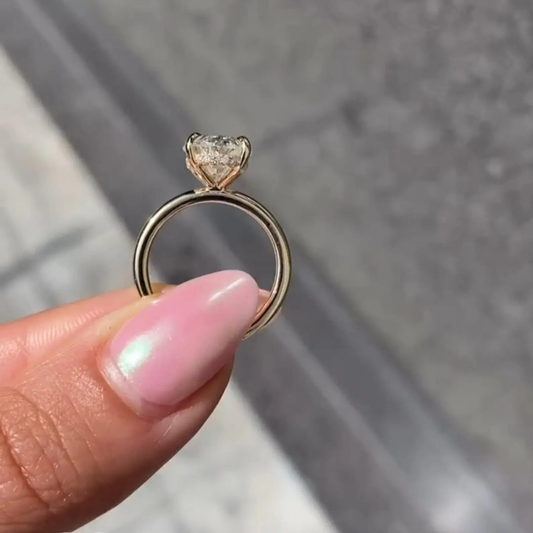 Oval Cut Moissanite Hidden Halo Solitaire Ring - view 2