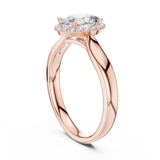 Oval Cut Halo Solitaire Lab Diamond Ring - view 3