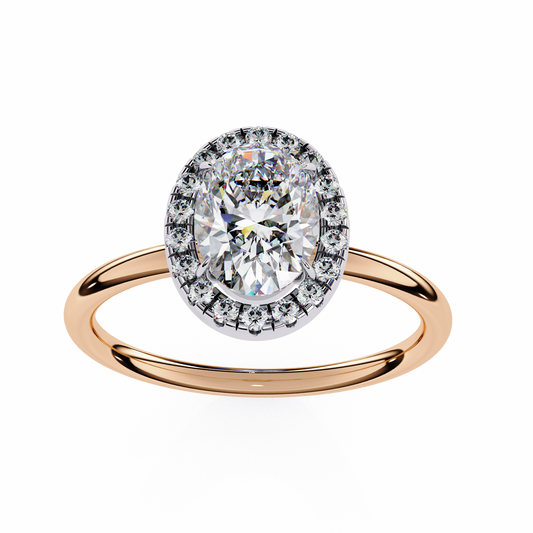 Oval Cut Halo Lab Diamond Ring with Slim Band - view 3