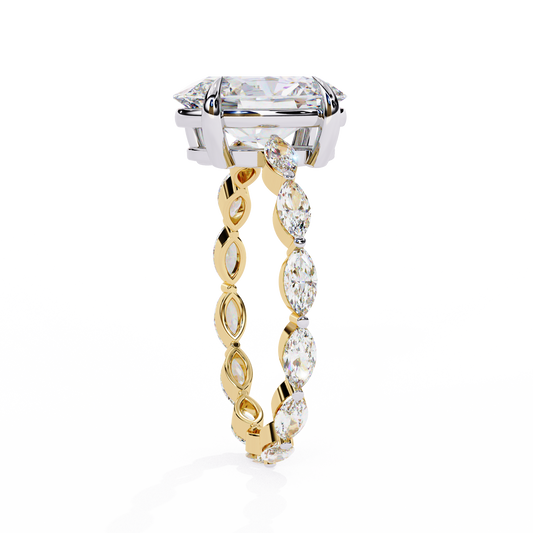 Oval Cut Side Stone Marquise Ring With Eternity Band - view 2
