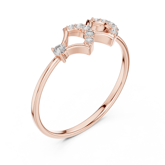 Geometric Open Double Chevron Moissanite Stackable Engagement Ring - view 3