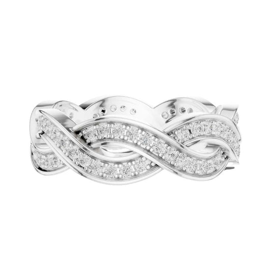 Round Lab Diamond Infinity Twist Pave Engagement Band Ring - view 3