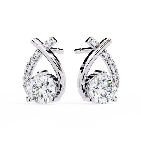 Teardrop Inspired Round Earrings with Pave Accents - view 3