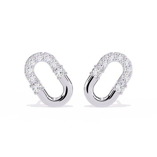 Contemporary Pave Round U Shaped Link Earrings - view 3