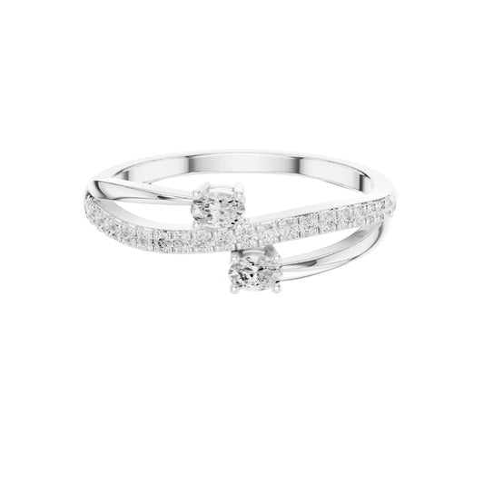 Dual Oval Lab Diamond Crisscross Pave Bypass Ring - view 3