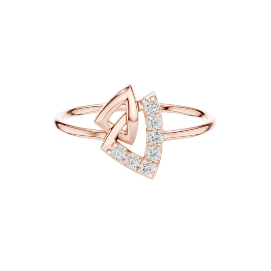 Triangle Pave Lab Diamond Interlocking Ring - view 2