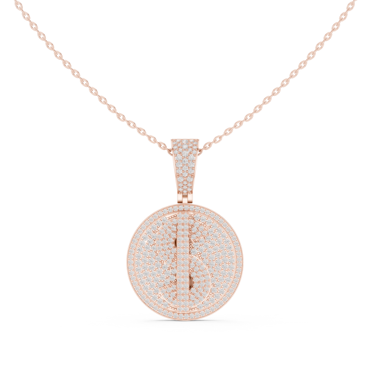 Men's Iced Out Dollar Symbol Circle Pendant with - view 2