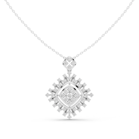 Round Geometric Square Pendant Necklace - view 3