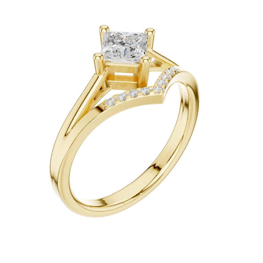 Princess Cut Lab Diamond Chevron Engagement Ring - view 4